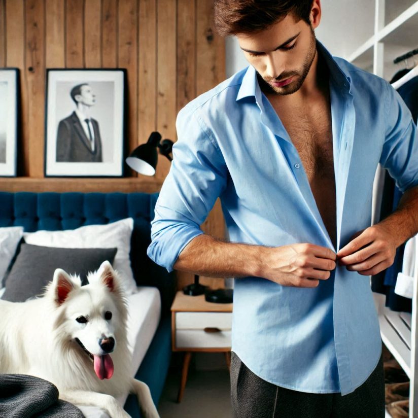Le bleu dans une garde-robe