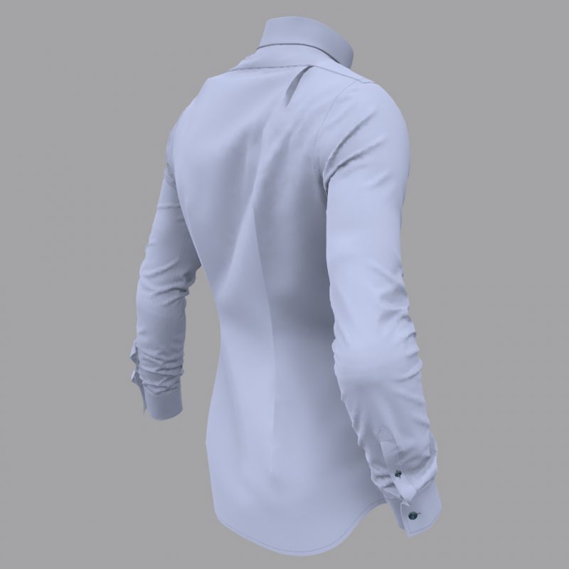 chemise col indien fil à fil bleu ciel Dos