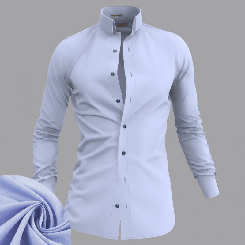 chemise col indien fil à fil bleu ciel Face